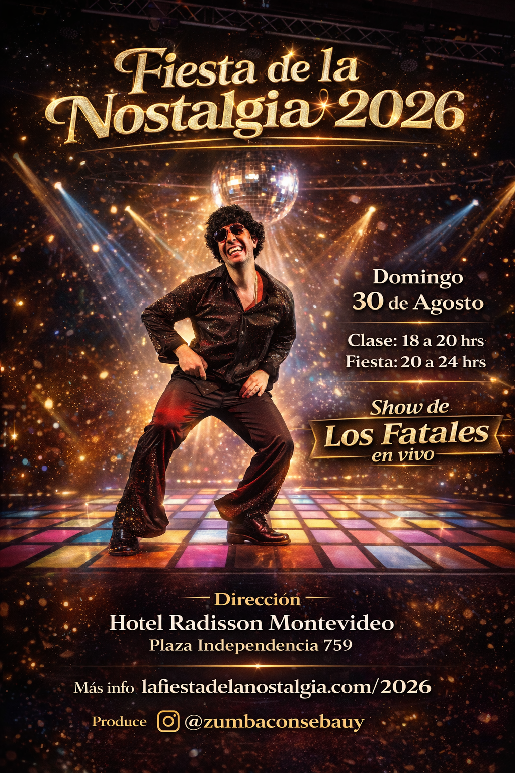 Flyer oficial de la Fiesta de la Nostalgia 2026 con el show de Los Fatales